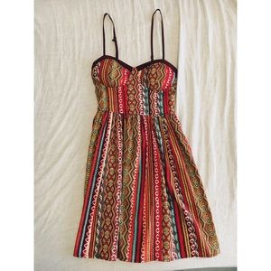 Tribal Sweetheart Neckline Spaghetti Strap Dress